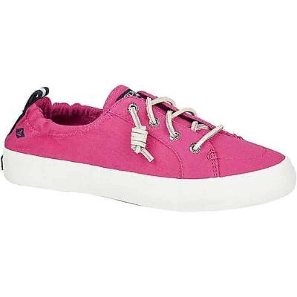 Sperry Womenโs Crest Ebb Raspberry Canvas Lace Up Sneakers in Size 7.5M